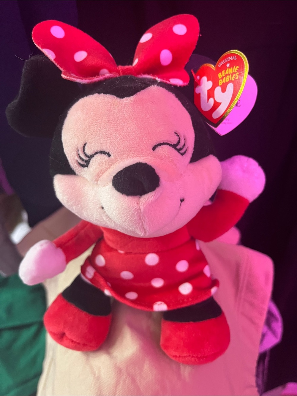 Ty Minnie Mouse Plush in Red with White Polka Dots